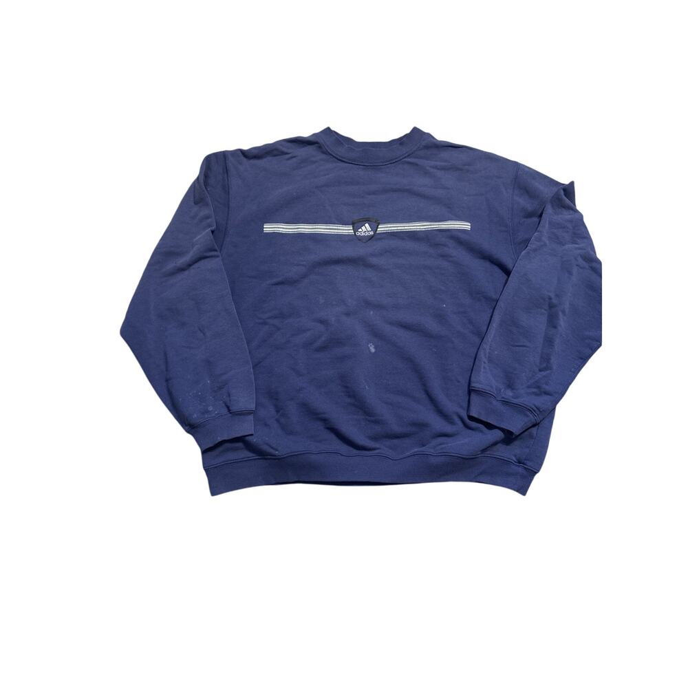 VTG 1990s Adidas Embroidered Center Logo Pullover Sweatshirt Blue Boxy XL